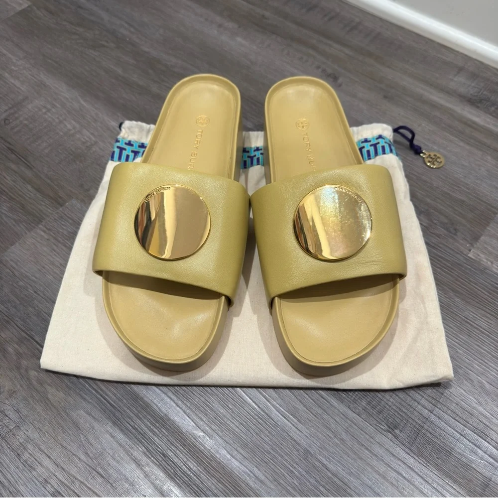 Tory Burch Patos Platform Sandal in Cornbread Yellow Leather Slides